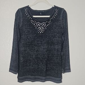 French Laundry Black Embellished Blouse